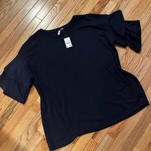 Cato Midnight Blue Blouse with Ruffle Sleeves